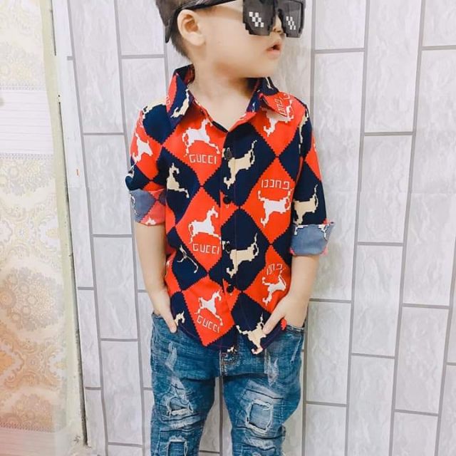 sơ mi dài tay bé trai