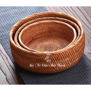 Bát mây tròn đựng hoa quả bánh kẹo decor chụp ảnh( size bé)