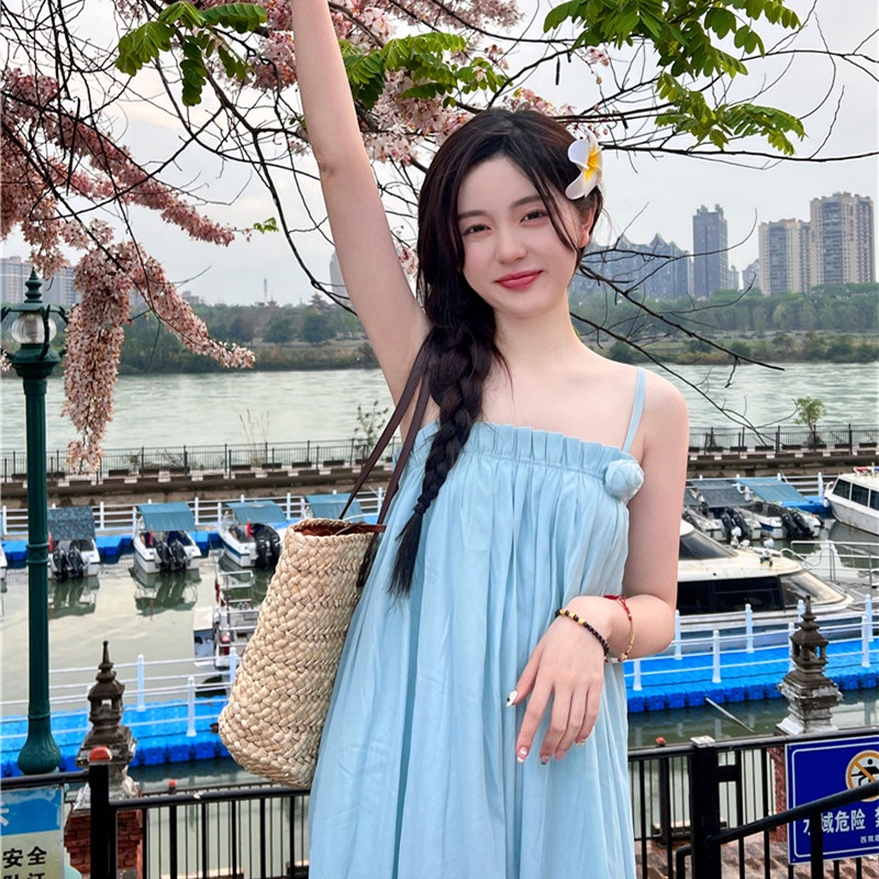 Đầm midi Sát Nách Thiết Kế Trễ Vai Quyến Rũ Thời Trang Mùa Hè Cho Nữ