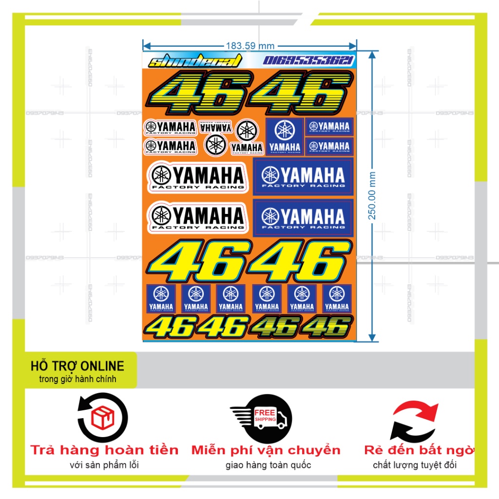 LOGO STICKER 46 DÁN XE MÁY M49 - SHINDECAL2