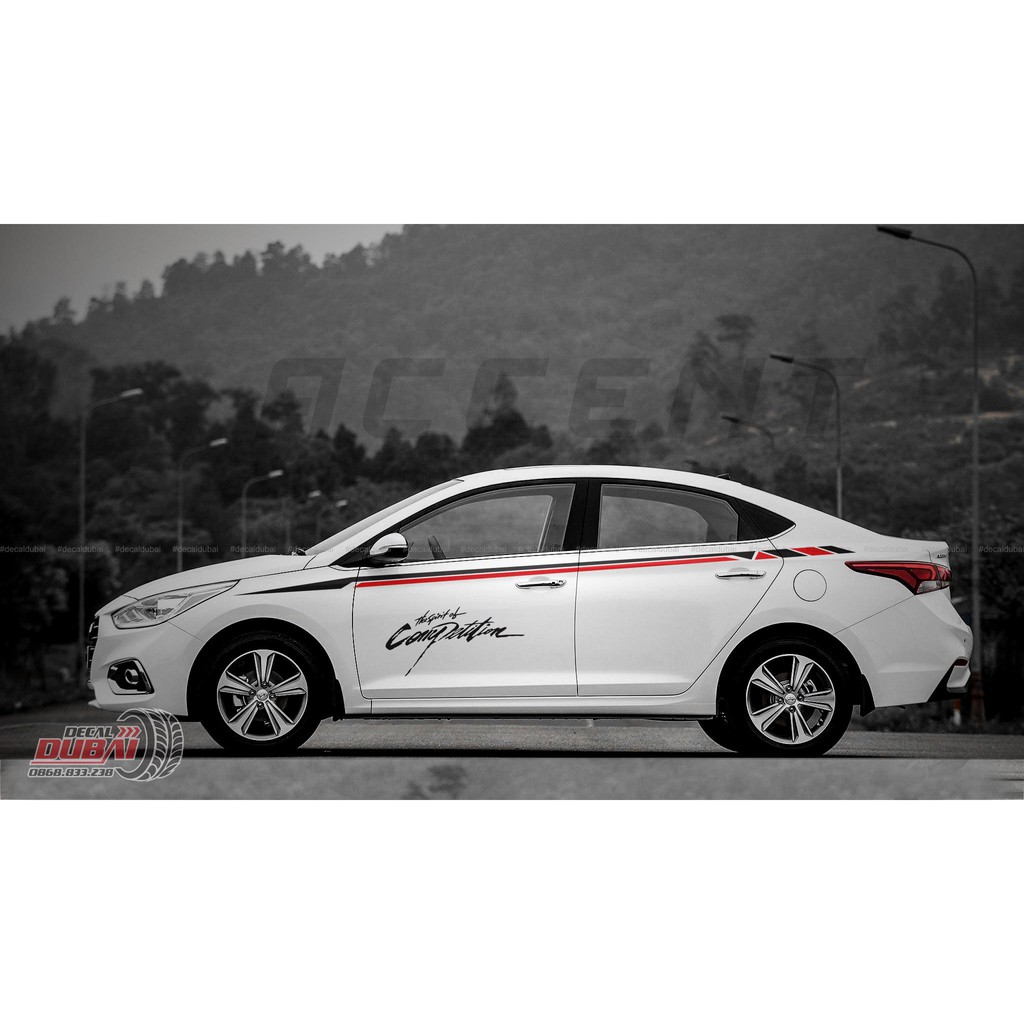 Tem Dán Xe Hyundai Accent Màu Trắng Thể Thao