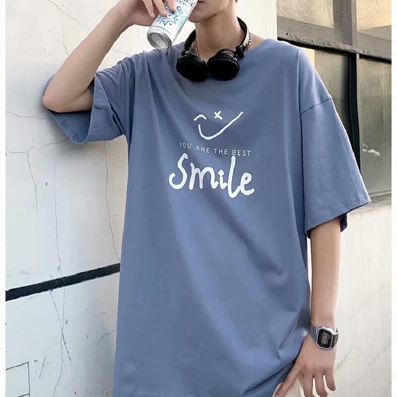 Áo thun tay ngắn dáng rộng in chữ phong cách hiphop đường phố Hàn Quốc trẻ trung cho nam size M-5XL
