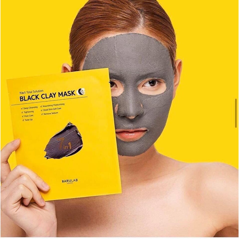 [ Chuẩn Hàn] - Hộp 5 miếng nạ đất sét Đa Chức Năng Barulab 7in1 Total Solution Black Clay Mask