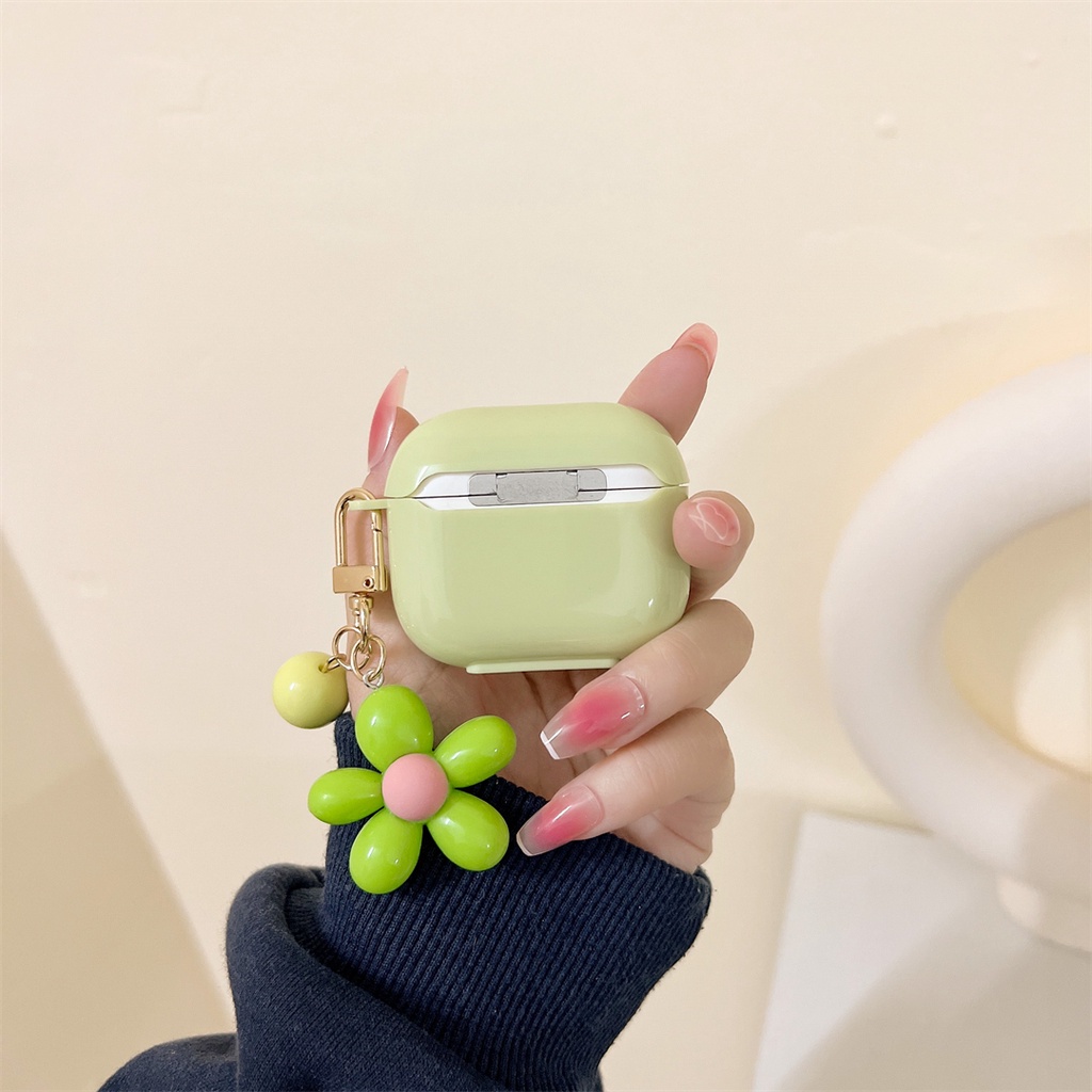 Vỏ Bảo Vệ Hộp Sạc Tai Nghe AirPods Pro AirPods 1 2 3 Hình Hộp Sữa Hoa Xanh Phối Hoa Xinh Xắn Kèm Móc Treo Ốp