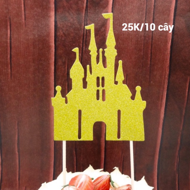 Set 10 Topper lâu đài giấy cắm bánh