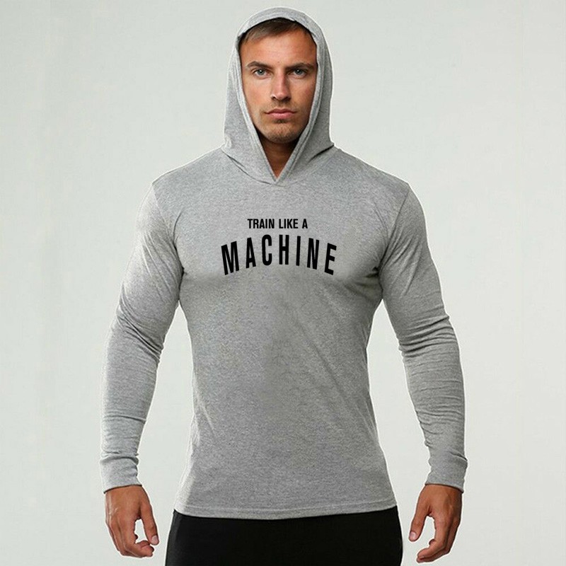 Hoodie dài tay in chữ cái đơn giản dùng tập gym cho nam