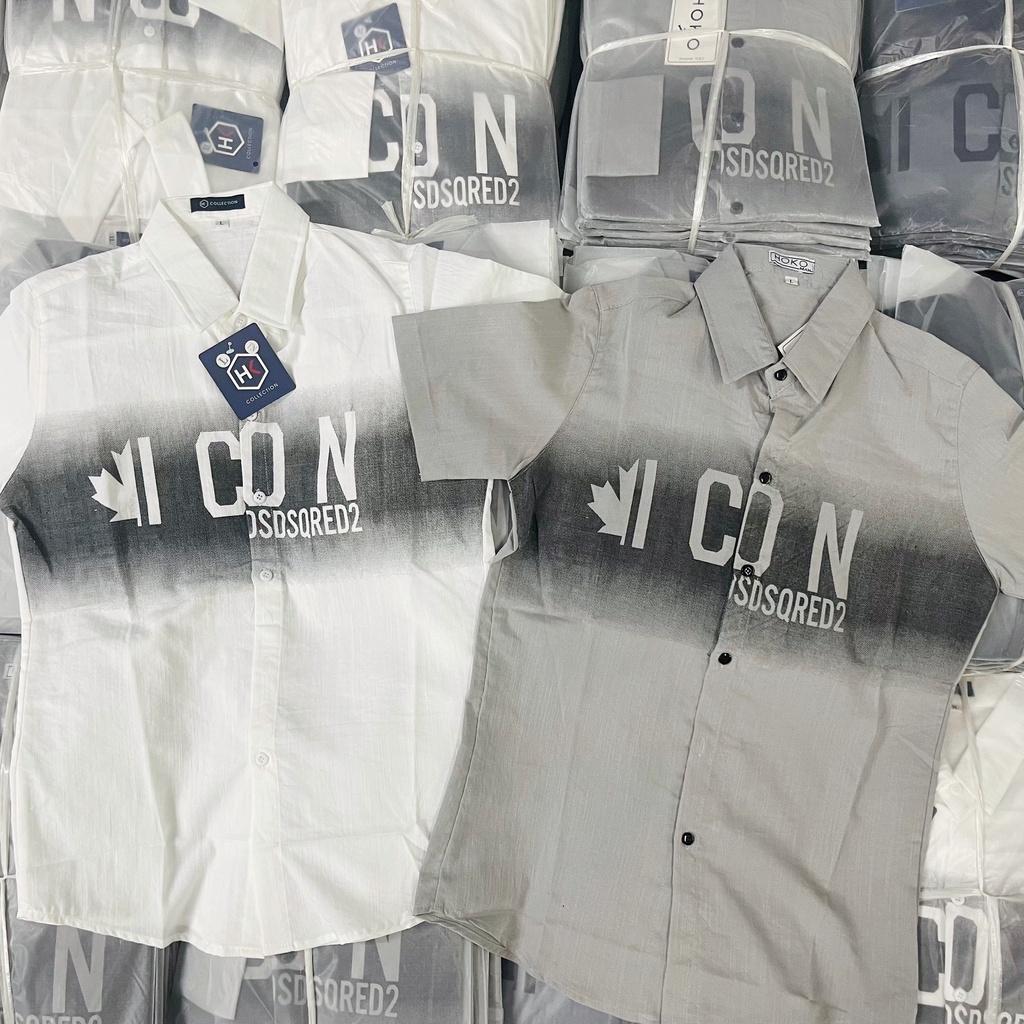 ÁO Sơ Mi  Nam IXCON Đũi Tay Ngắn Nam Tính Chất Liệu Kate Mịn Mát Họa Tiết Siêu Ngầu,In Thêu CỰC NÉT CHÁY PHỐ H