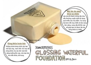 Kem Nền 3CE GLOSSING WATERFUL FOUNDATION