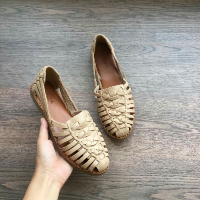 Giày VNXK Sandal xẹp rọ da bò (màu ngà)