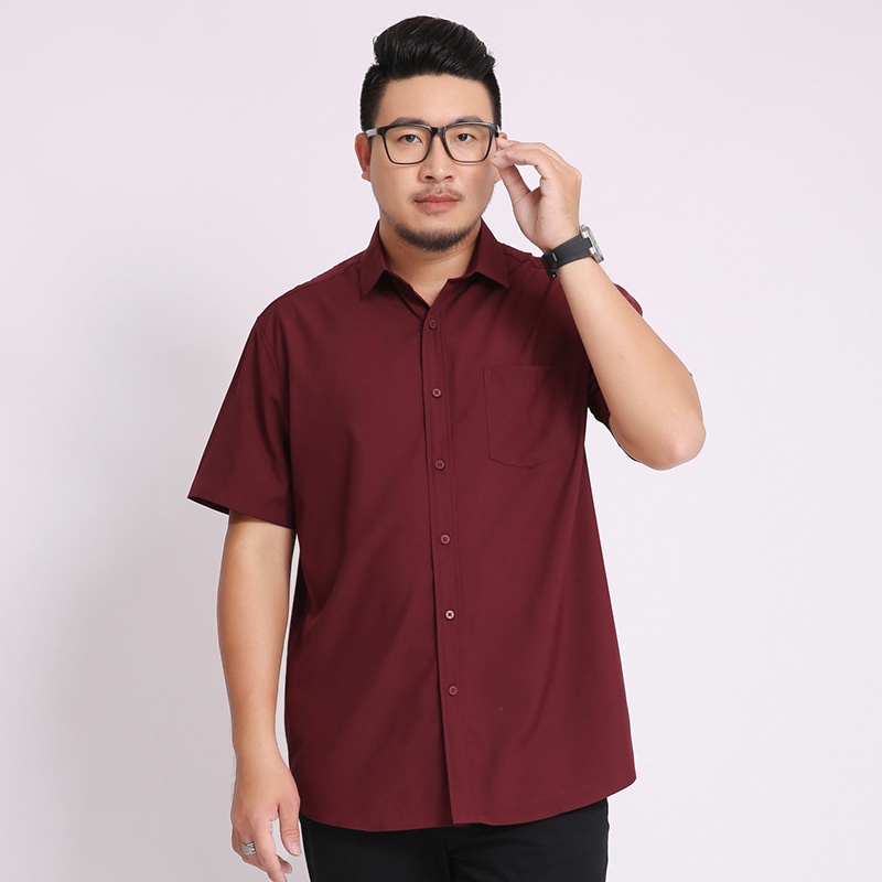 Áo Sơ Mi Tay Ngắn Dáng Rộng Màu Trơn Thời Trang Công Sở Cho Nam 80-175KG