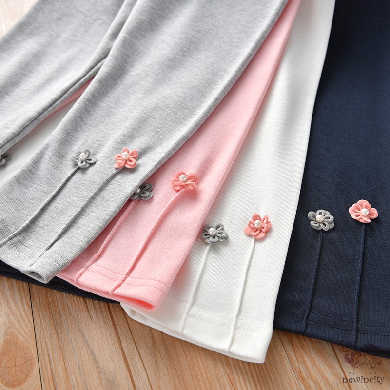 Quần legging thêu hoa phong cách thời trang cho bé gái