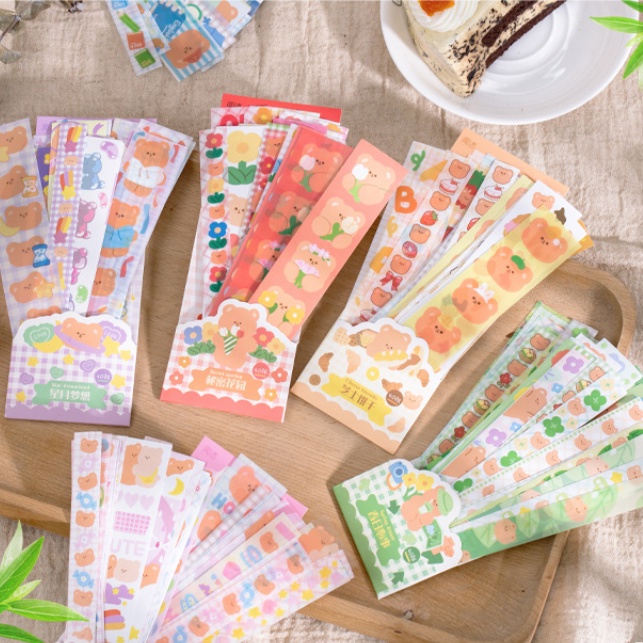 1 Gói 40 Miếng Sticker Dán Trang Trí Hình Gấu Vẽ Tay Diy Dễ Thương