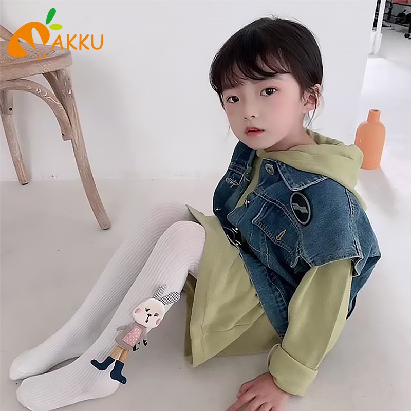 Quần legging cotton đính hình thỏ dễ thương thời trang thu đông cho bé gái