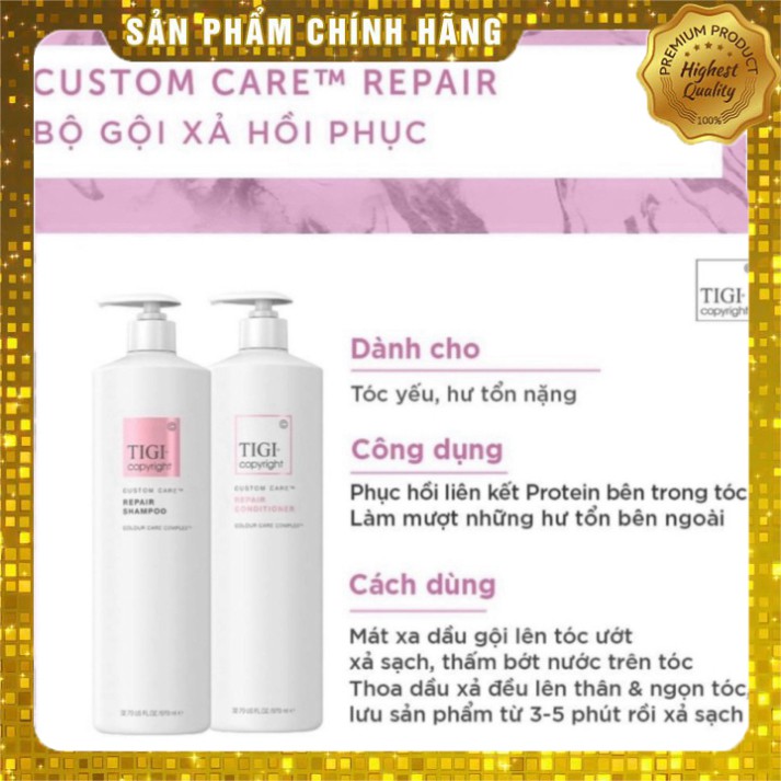 Dầu gội tigi copyright chính hãng 970ml | dầu cặp gội xả tím, xanh, đỏ, trắng phục hồi tóc nhuộm tóc hư tổn do hoá chất