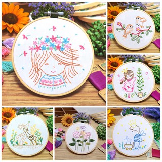 Kit thêu tranh đơn giản cho người mới bắt đầu ( có 6 mẫu xinh) - không kèm khung
