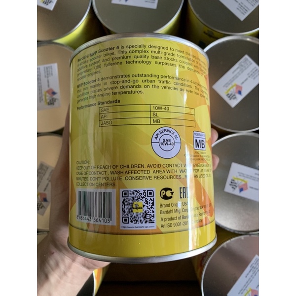Nhớt lon Bardahl Mĩ xe tay ga cao cấp