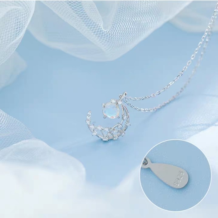 Dây Chuyền Bạc S925 Ánh Trăng Đính Đá DB2615 - Bảo Ngọc Jewelry