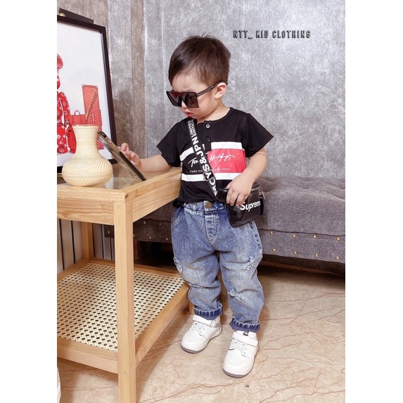 [SET BÉ TRAI] Bộ T.O.MM kèm quần jean sịn cho bé trai