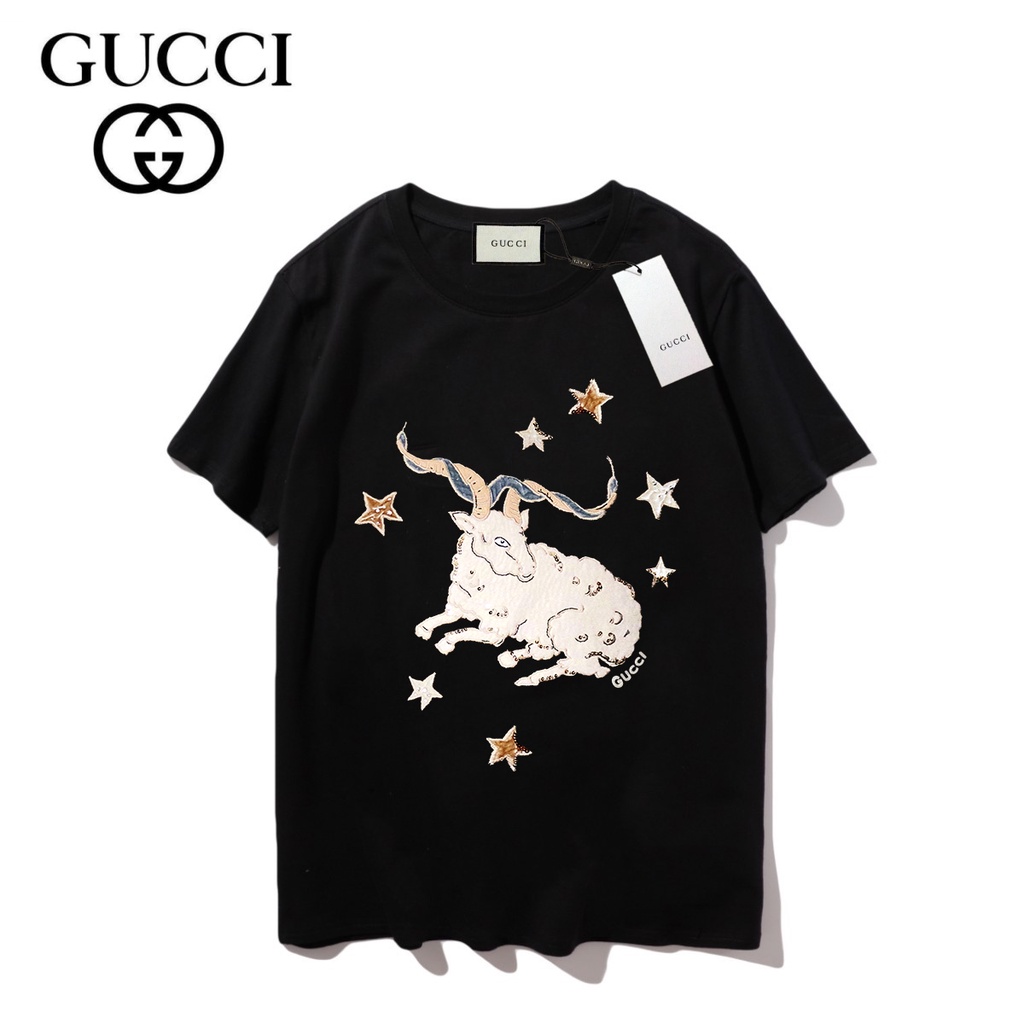 Gucci Áo Thun cotton Ngắn Tay In Họa Tiết Thời Trang Cá Tính