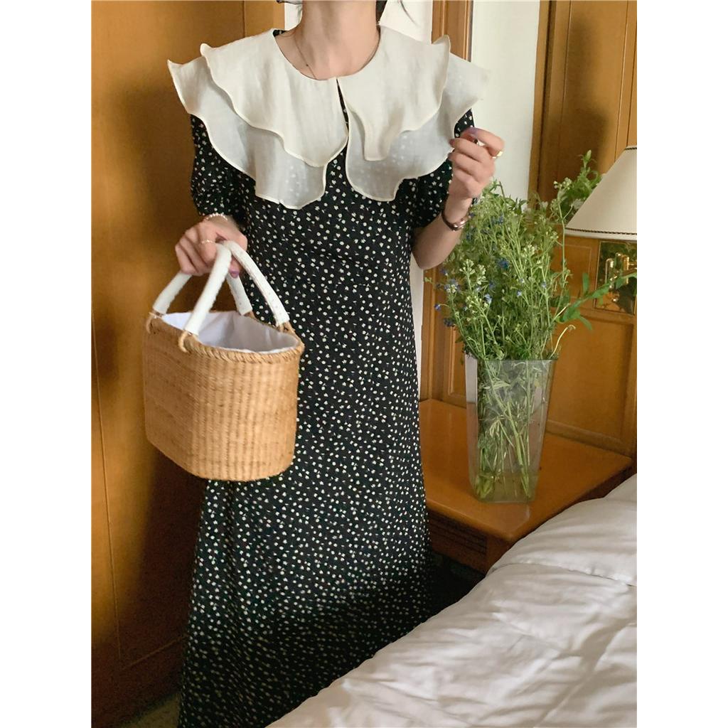 Đầm Voan Hoa Dáng Dài Màu Sắc Tương Phản Thời Trang 60654