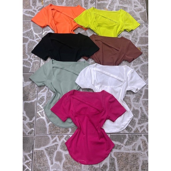 Áo thun body vạt bầu dây chéo bản to