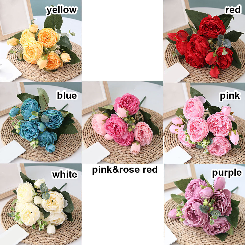 Bình Hoa Giả 9 Đầu Kích Thước 30cm Dùng Trang Trí Nhà Cửa