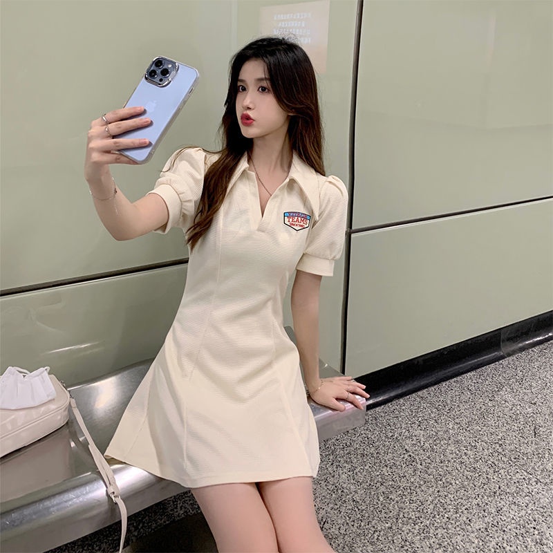 Đầm IELGY tay ngắn cổ polo dáng ôm thiết kế đáng yêu cho nữ