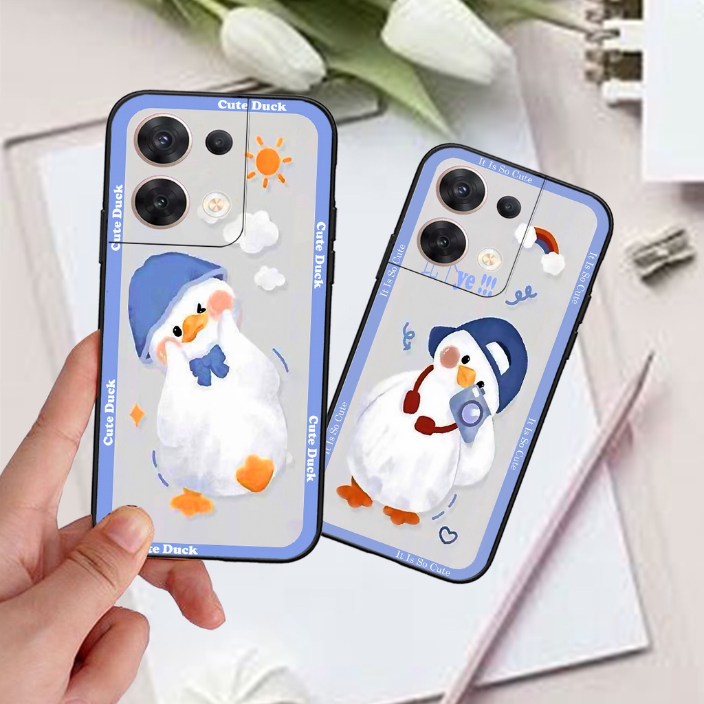 Ốp Oppo Reno8 4G / 8Z / Reno 8 5G in hình 3D vịt trắng , duck cute siêu dễ thương