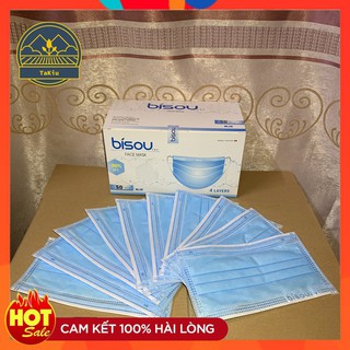 Khẩu Trang Y Tế 4 Lớp Kháng Khuẩn BISOU Hộp 50 Cái