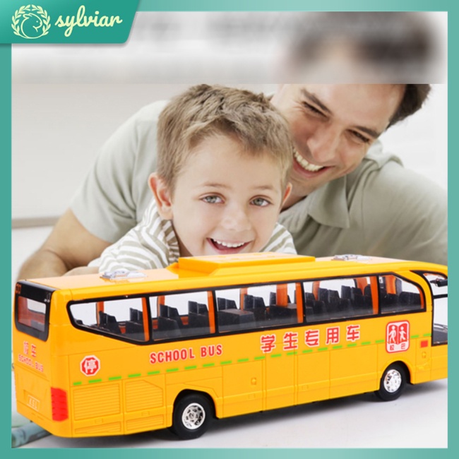 [sylviar] Mô Hình Xe Buýt Trường Mẫu Giáo Có Nhạc Và Đèn Cho Bé