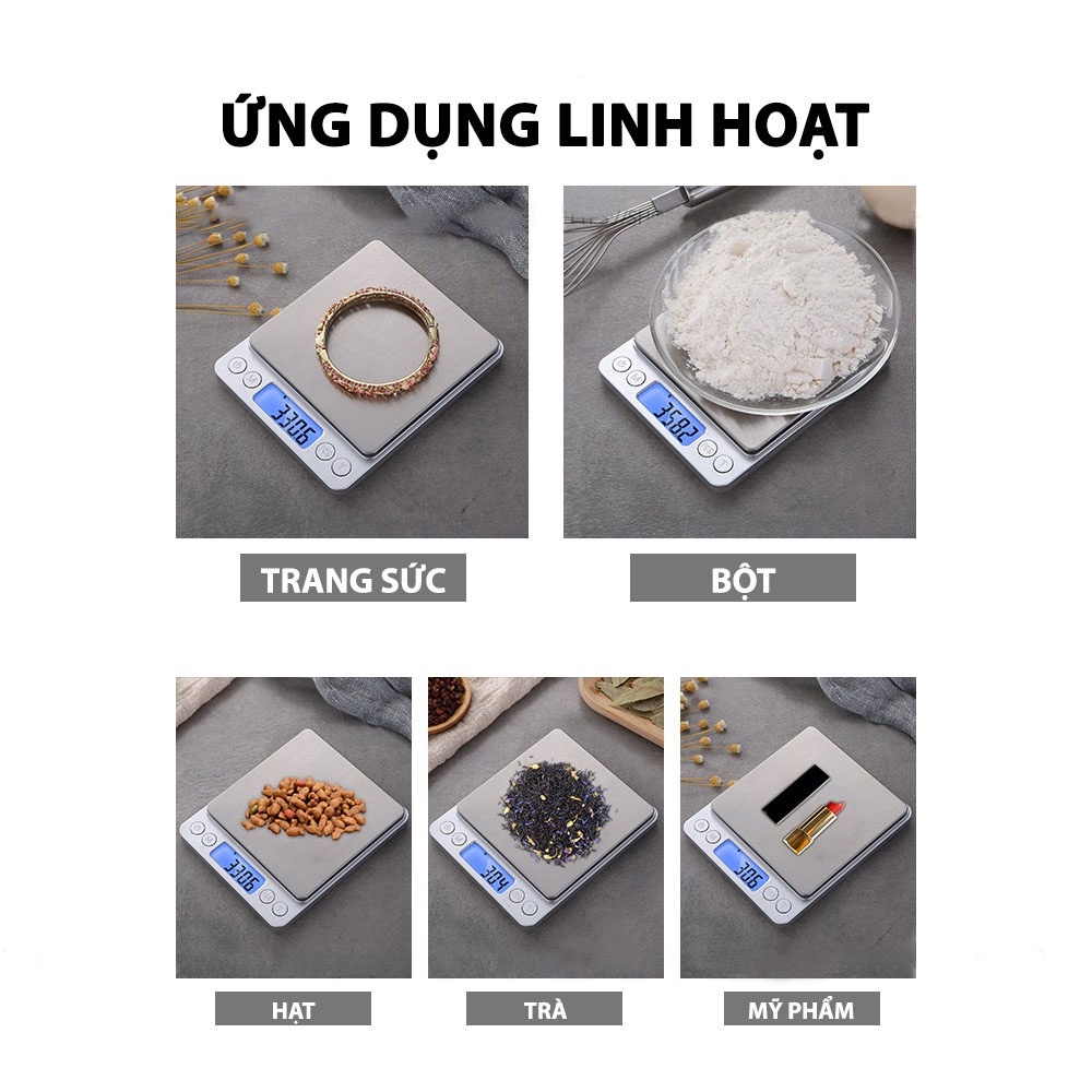 Cân Tiểu Ly Điện Tử Mini Nhà Bếp Dùng Làm Bánh Chính Xác Cao, Cân Tiểu Ly Cao Cấp 0.1g - 3kg, Nhỏ Gọn, Màn Hình LCD