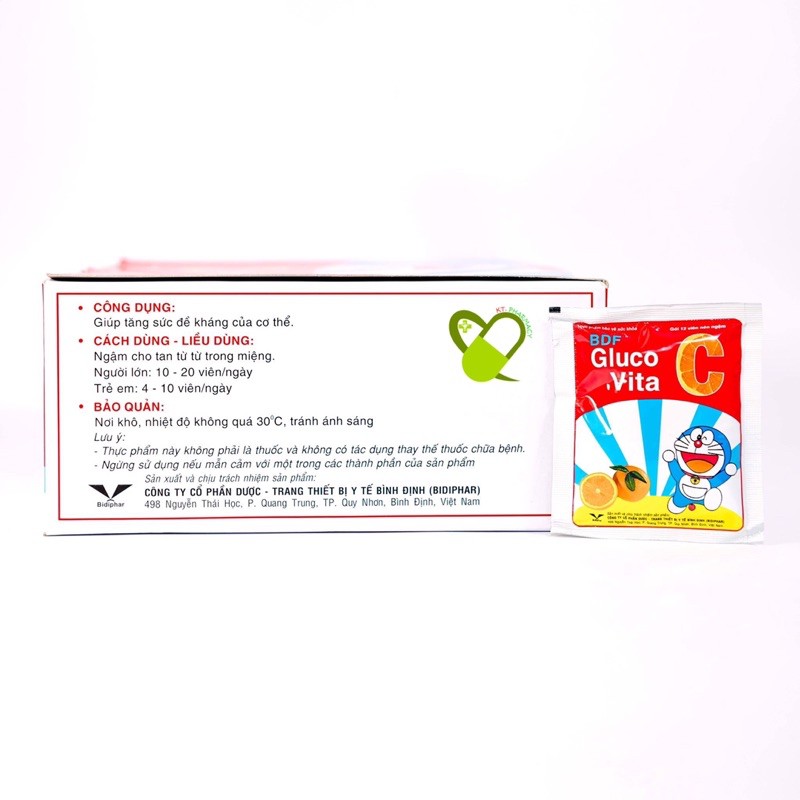 🍊BDF Gluco Vita C - Viên Ngậm Vitamin C - Gói 12 Viên