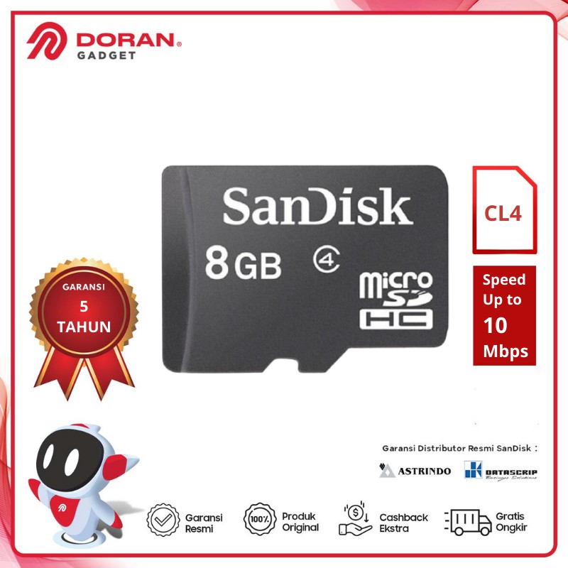 Thẻ Nhớ Sandisk Micro Sd 8gb Class 4 Cl4-5