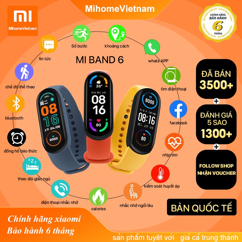[ Bản Quốc Tế ] Vòng tay theo dõi sức khoẻ Mi Band 7 Xiaomi ｜mi band 6- Đồng hộ thông minh | BigBuy360 - bigbuy360.vn