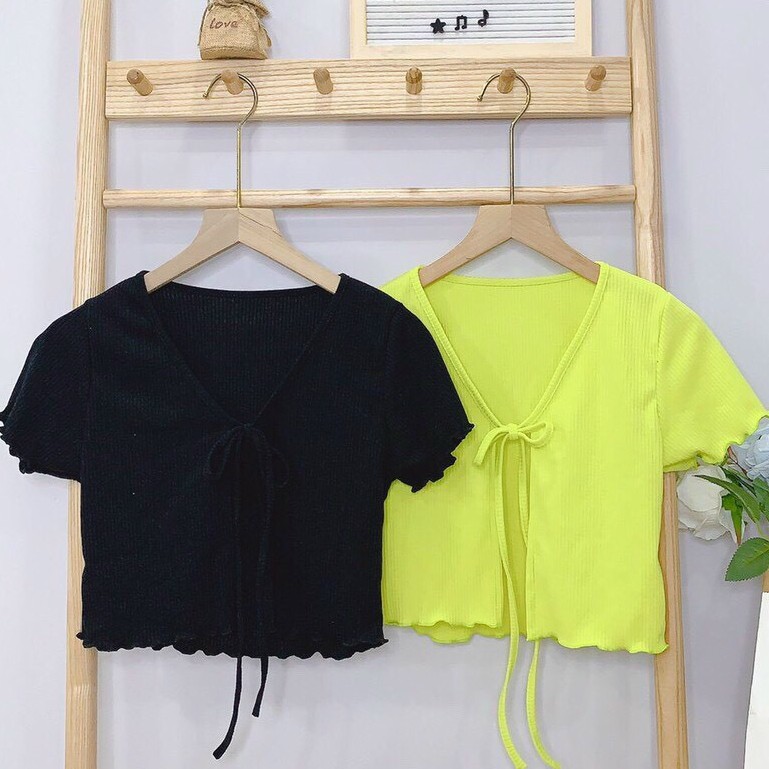 Áo Croptop Đẹp Khoác Cột Dây Trước Ngực Cute Đơn Giản Phong Cách | Áo Croptop Nữ Đẹp Khoác Cột Dây Tay Ngắn CT41