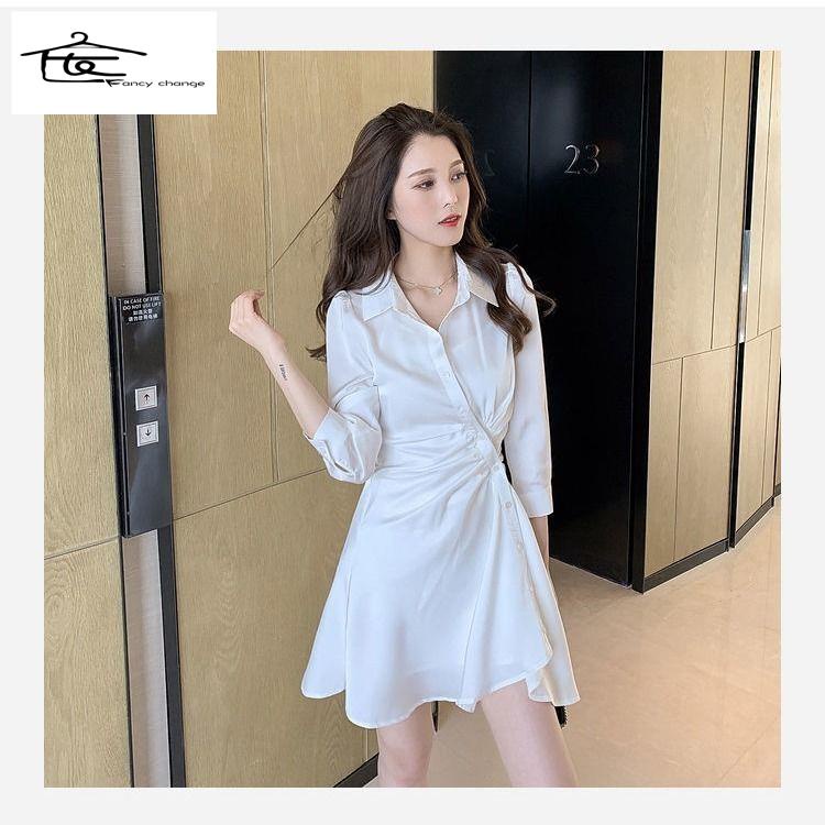 Set Áo Sơ Mi Trắng Và Chân Váy Thiết Kế Độc Đáo Thời Trang Sang Trọng Cho Nữ