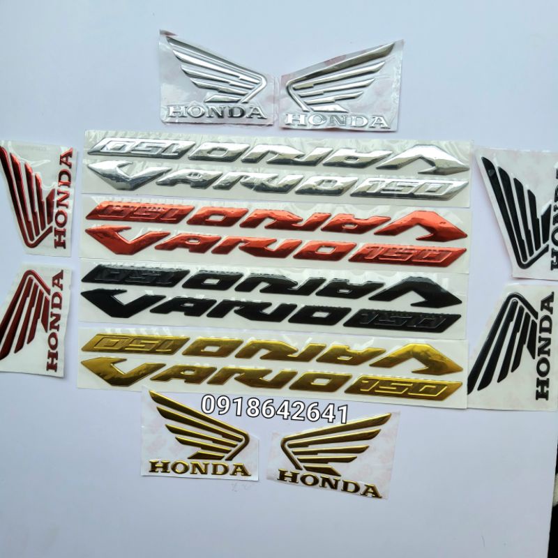 Combo tem chữ Vario 150 đời 2018-2019 nhựa dẻo và cánh chim honda như zin