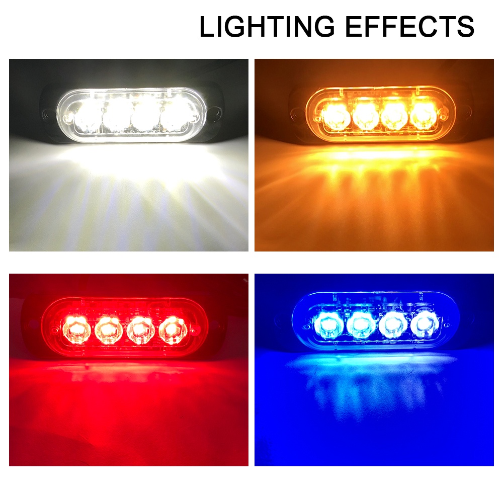 1 mảnh Đèn 4LED 12V chiếu ánh sáng vàng báo tín hiệu khẩn cấp chuyên dụng cho xe hơi / xe tải Đèn Led Dc gắn bên hông xe ô tô/ xe tải