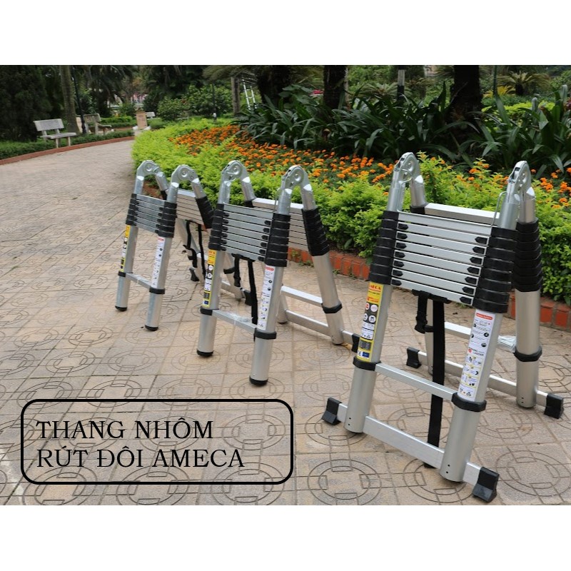 Thang nhôm xếp rút đôi chữ A 3-5m gấp gọn Ameca AMI thương hiệu Mỹ bảo hành chính hãng 12 tháng giao hỏa tốc HN