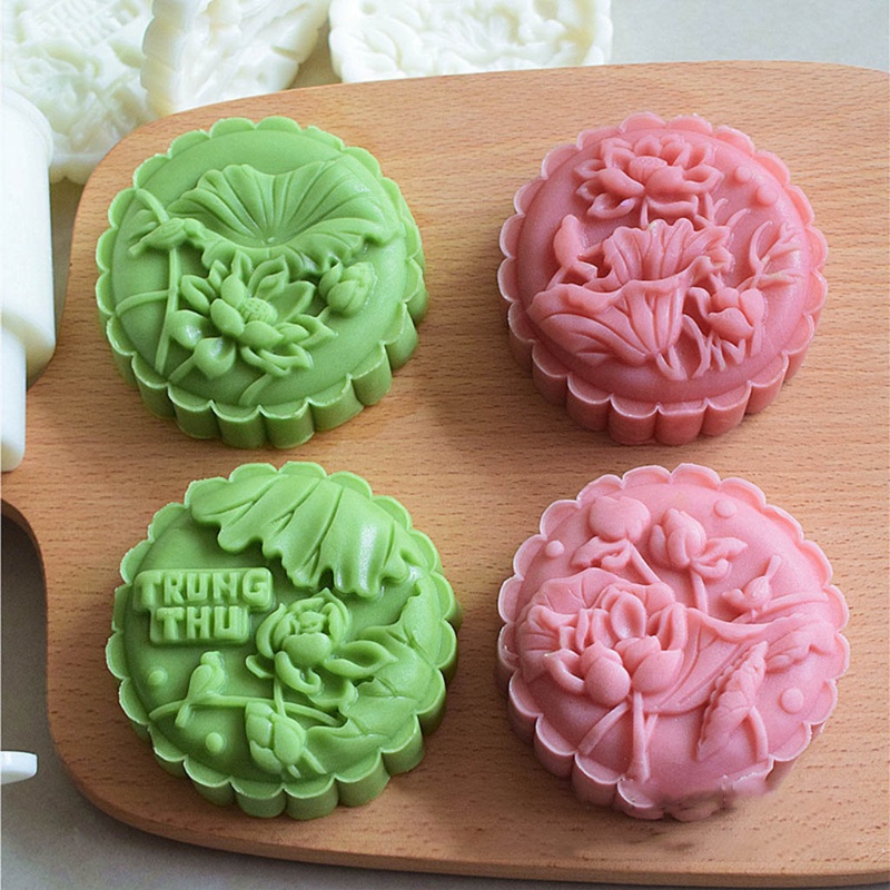 Khuôn Nhựa Làm Bánh Trung Thu Hình Hoa Sen 3d 150g Diy