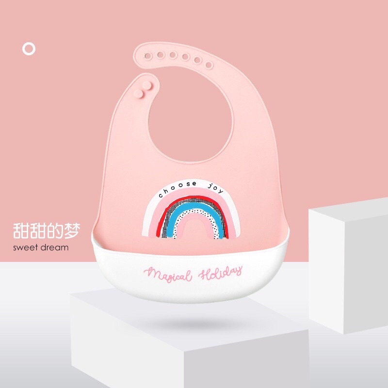 Yếm ăn dặm yếm silicone có máng hứng cho bé