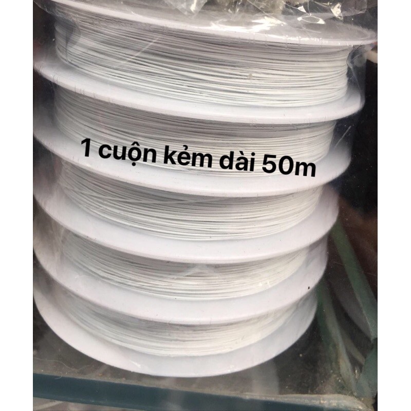 Dây kẽm trắng làm mồi xỏ chuỗi 0,38mm dài 50m