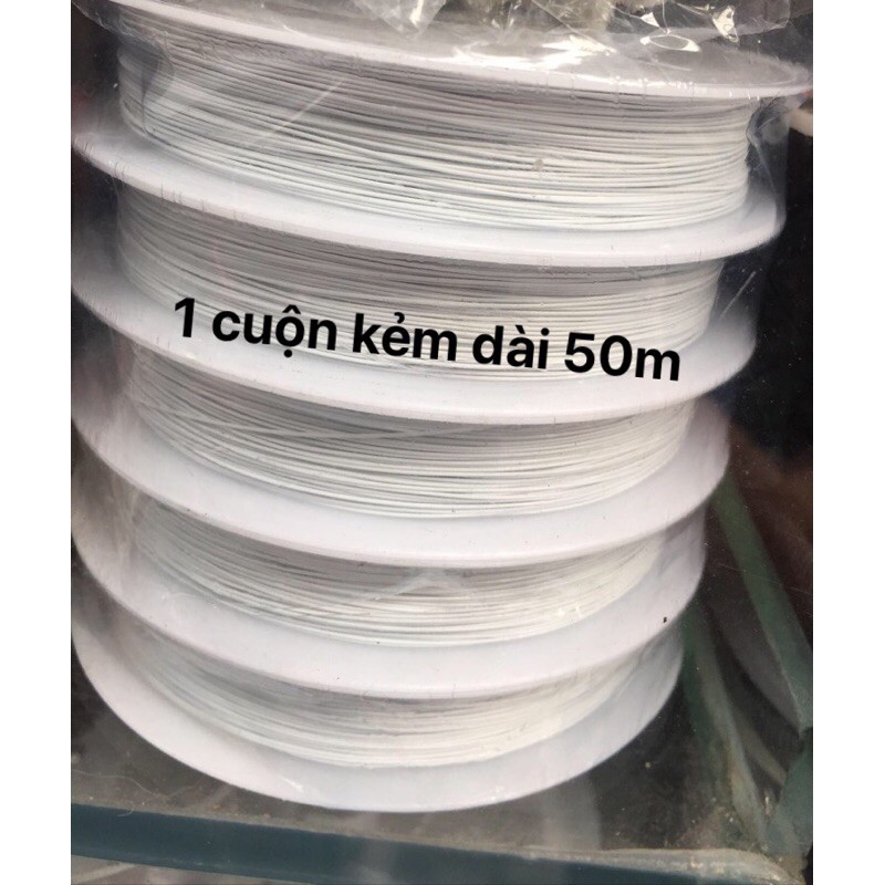 Dây kẽm trắng làm mồi xỏ chuỗi 0,35mm dài 50m