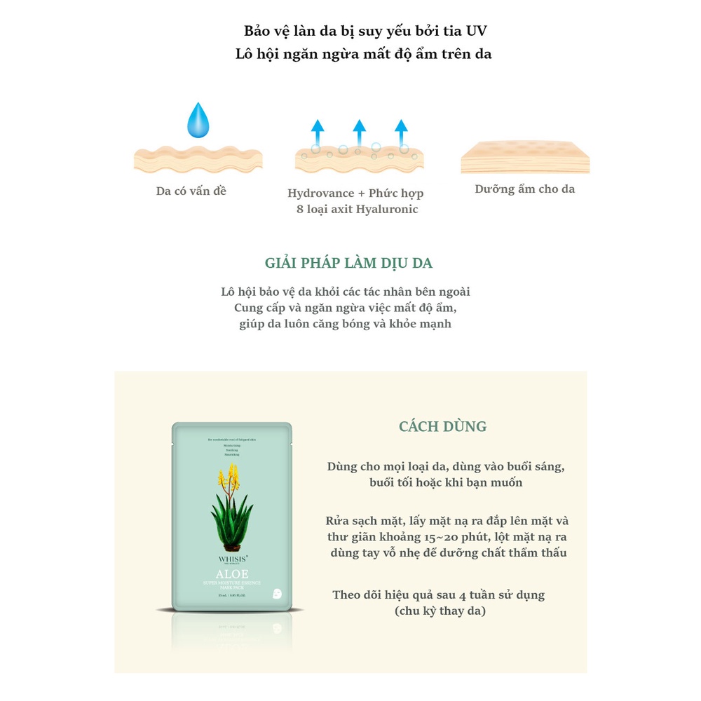Mặt nạ giấy dưỡng trắng da Hàn Quốc Essence Mask Pack WHISIS  dưỡng chuyên sâu giúp cấp ẩm phục hồi dưỡng trắng 25ml