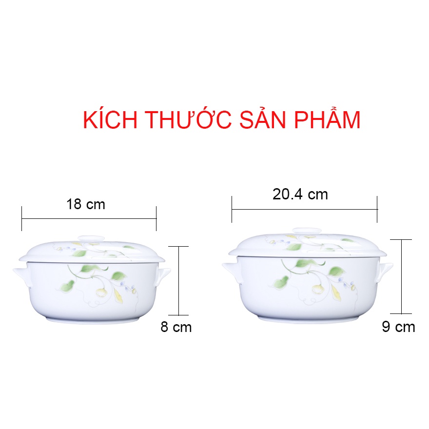 Âu Hai Tai Có Nắp Hoa A02 Sứ Long Phương - Âu Cơm Hoa Sứ Âu Canh