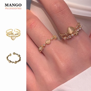 『Mango』Nhẫn Đính Đá Opal Hình Trái Tim Phong Cách Ngọt Ngào Cho Nữ 2022 R81-1