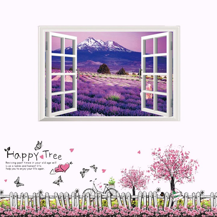 Decal dán tường Combo Cửa sổ và chân tường 3 - PVC vinyl