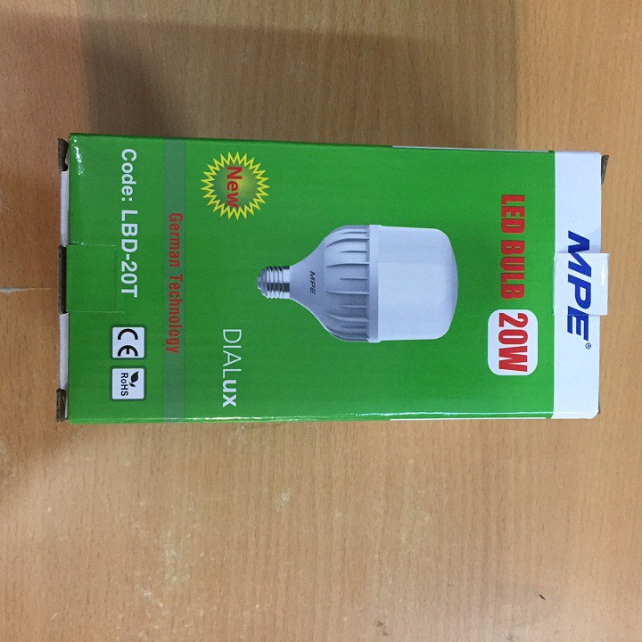 BÓNG ĐÈN LED BUP 20W MPE,BÓNG LED TRỤ 20W MPE THÂN NHỰA LBD-20