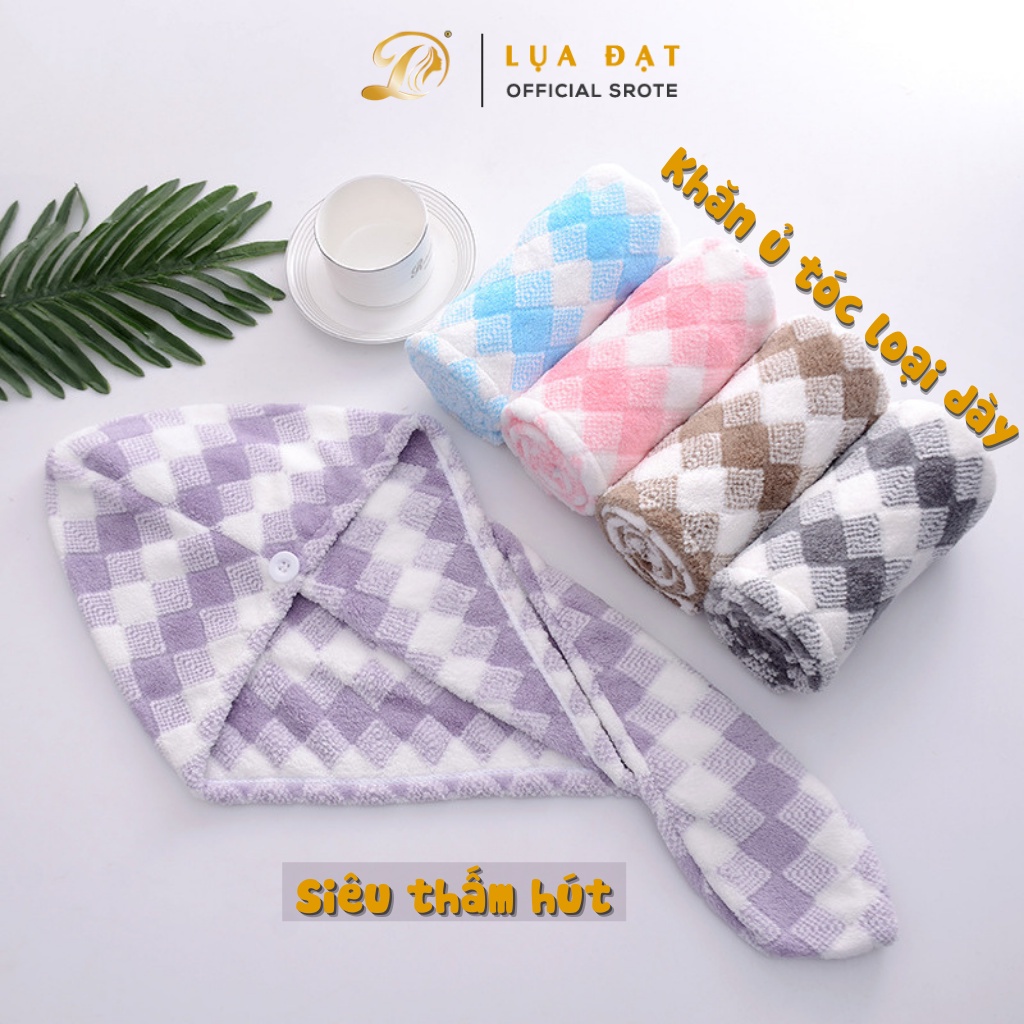 Khăn ủ tóc LALITA siêu thấm hút tóc khô siêu tốc, vải nhung mềm mịn