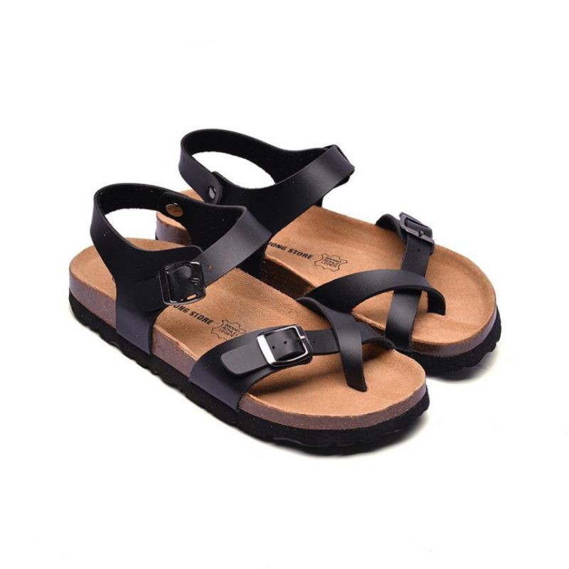 Sandal xỏ ngón quai da gắn nút MAILIAA đế nhẹ đi êm